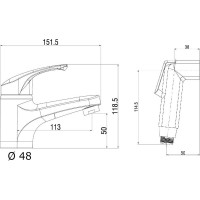 Полимерный смеситель для раковины с гигиеническим душем OneLife by Orange хром P01-022cr