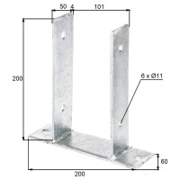 Основание стойки ALBERTS U-обр., г-оц., привинч., 101x200 мм 212810