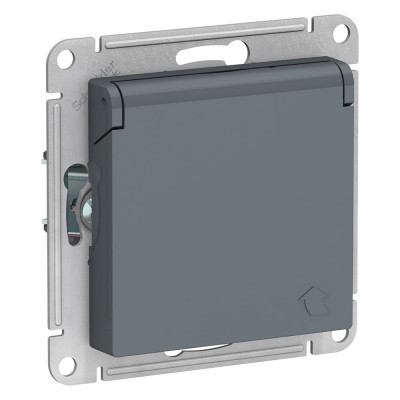 Розетка Systeme Electric AtlasDesign Грифель с/з, со шторками, с крышкой, 16А SE ATN000746