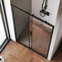 Душевая дверь AM.P Gem Solo 110x195, стекло прозрачное, профиль черный матовый W90G-110-1-195BT