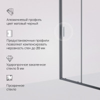 Душевая дверь AM.P Gem Solo 110x195, стекло прозрачное, профиль черный матовый W90G-110-1-195BT