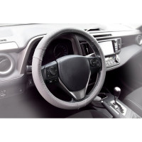 Оплетка KRAFT перфорированная эко-кожа, размер M, 38 см, серая KT 800349