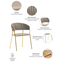 Стул BRADEX Turin латте с золотыми ножками FR 0392