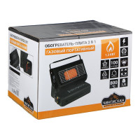 Газовый обогреватель и плитка ЕРМАК 29х26х24см, 1.9кг, пьезоэлектрич.поджиг, цанговый захват 116-037