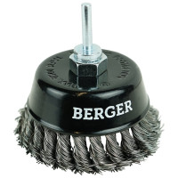 Кордщётка чашеобразная 100 мм, витая оцинкованная сталь 0.5 мм, М14, адаптер на 6 мм Berger BG BG1744