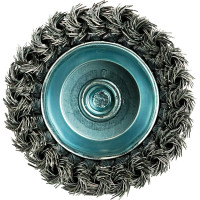 Кордщётка чашеобразная 100 мм, витая оцинкованная сталь 0.5 мм, М14, адаптер на 6 мм Berger BG BG1744