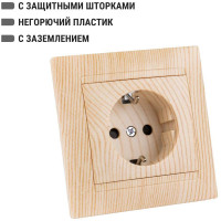 Розетка TDM ELECTRIC 2П+З 16А 250В с защитными шторками сосна серии "Лама" SQ1815-0311