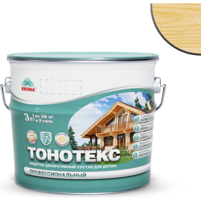 Защитно-декоративный состав для дерева KRONA Тонотекс (сосна; 3 л) 66303509