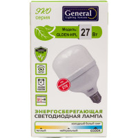 Универсальная высокомощная светодиодная лампа General Lighting Systems E27, энергоэффективная лампочка Цилиндр, световой поток 2300 лм (люмен), мощность 27 Вт, холодный белый 6500К 661017
