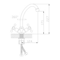 Смеситель для кухни Антей Классик с 2-мя рукоятками, с высоким изливом, крепление гайка 1/20 497065-ANT