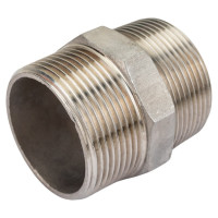 Шестигранный ниппель TITAN LOCK с наружной резьбой BSP 1 1/2" с обеих сторон, нержавеющая сталь TL1.1/2HNSS