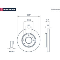 Тормозной диск передний Hyundai Elantra III XD 00- / Matrix 01-, Kia Spectra I 06- MARSHALL M2000485