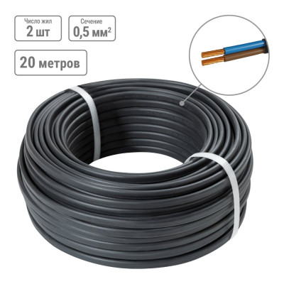 Шнур TDM ELECTRIC ШВВП 2х0,5 ГОСТ 20м, черный SQ0120-0058