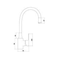 Смеситель для мойки Славен с высоким изливом из силикона, одноручный,черный СЛ-ЦВ-Ф27