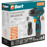 Аккумуляторная дрель-шуруповерт BORT BAB-12x2Li-FD 93413151