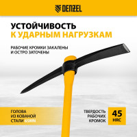 Кирка Denzel 3000 г, фиберглассовая обрезиненная рукоятка, 900 мм 21836
