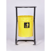 Урна уличная металлическая ПРОФМЕТСТИЛЬ желтая с крышкой с креплением в асфальт 644