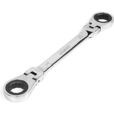 Накидной двусторонний трещоточный шарнирный хромированный ключ HORTZ 21х23 HOR 118765