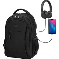 Универсальный рюкзак с отделением для ноутбука BRAUBERG URBAN, USB-порт, Kinetic, черный, 46x31x18см, 270798