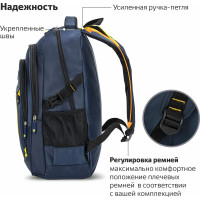 Универсальный рюкзак BRAUBERG TITANIUM, синий с желтыми вставками, 45x28x18см, 270768