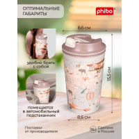Термостакан с клапаном и декором Phibo КАРТА 350мл, светло-бежевый 433282234