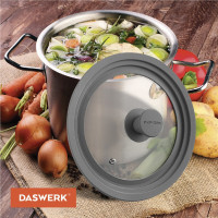 Универсальная крышка для любой сковороды и кастрюли DASWERK 3 размера (24-26-28 см) серая 607591