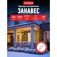 Электрогирлянда VEGAS Занавес 500 теплых LED ламп, 4x2.5 м 55166