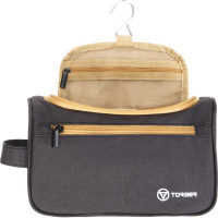 Дорожный несессер Torber чёрный/бежевый, полиэстер 300D, 24x16x9 см T055-BEI