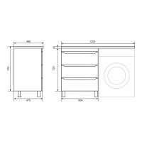 Тумба над стиральной машиной uperwood Tanos 60 см, напольная, белый/графит 291020259