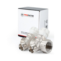Коллектор с регулировочными вентилями PROFACTOR в/н 3/4" х 2 вых 1/2"нар  PF MV 268.2