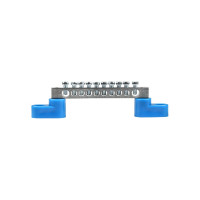 Шина "0" EKF N, 10 отверстий, цинк, 2 синих угловых изолятора 10 шт sn1-63-10-2
