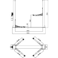 Подъемник с нижней синхронизацией, KraftWell KRW4DLM/220 г/п 4.0т., 220В, CORSO 2A/220
