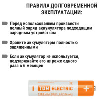 Аккумулятор TDM ELECTRIC AAA-1100 mAh Ni-MH BP-2 SQ1702-0076