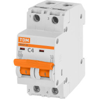 Автоматический выключатель ВА47-29 (2Р; 4 А; 4.5 кА; С) TDM ELECTRIC SQ0206-0087