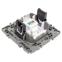 Информационная розетка ЭРА 12-3107-03 RJ45, IP20, алюминий Б0014725