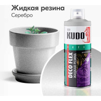 Краска для декоративных работ KUDO DECO FLEX жидкая резина серебро KU-5335