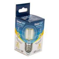 Светодиодная лампа Uniel LED-G45-5W/WW/E27/CL/DIM GLA01TR диммируемая. UL-00002868
