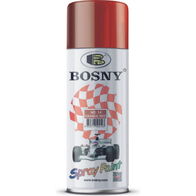 Акриловая краска Bosny аэрозоль, оранжево-красный RAL 2002 14