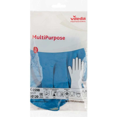 Многоцелевые латексные перчатки Vileda Professional, синий, M (ст. арт. 100753) 174353