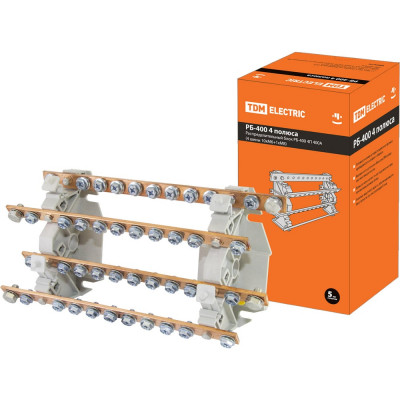 Распределительный блок TDM ELECTRIC РБ-400 4П 400А 4 шины 10xM6 1хM8 SQ0823-0010