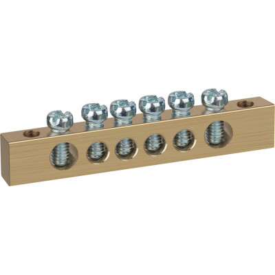 Шина ЭРА NO-12220 PEN земля-ноль 8x12мм 6/2 латунная крепеж по краям Б0047235