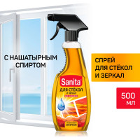 Средство для мытья стекол и зеркал 500 г Sanita с нашатырным спиртом 601947 21838 24608