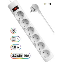 Сетевой фильтр Defender DFS 151 1,8 м, белый, 6 розеток 99489