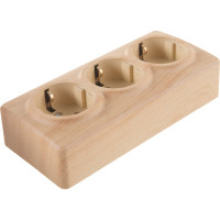 Розетка ЭРА 11220911 3x2PE, Schuko со шторками, 16A250В, IP20, ОУ, Б0020705