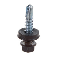 Кровельный саморез Госкреп 5.5х25 мм, RAL 8017, коричневый шоколад, 250 шт., большой пластиковый контейнер, 1000 мл 2-0017220