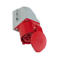 Настенная 7-ми контактная розетка PCE 32А 400V 6P+E IP44127-6v