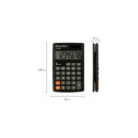 Карманный калькулятор BRAUBERG PK-865-BK 120x75 мм, 8 разрядов, двойное питание, черный 250524