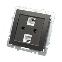 Механизм 2-местной компьютерной розетки Nilson СУ RJ45 САТ6, TOURAN-ALEGRA-THOR матовый черный 24380446