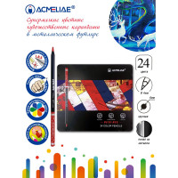 Набор цветных карандашей ACMELIAE blackwood artmate 24 цвета, в металлическом футляре 43568