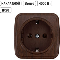 Розетка TDM ELECTRIC 2П+З открытой установки IP20 16А, венге "Дача" Народная SQ1824-0028